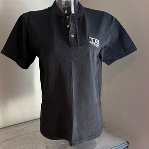 T2 Women's Black Henley Style Short Sleeve T-Shirt size small